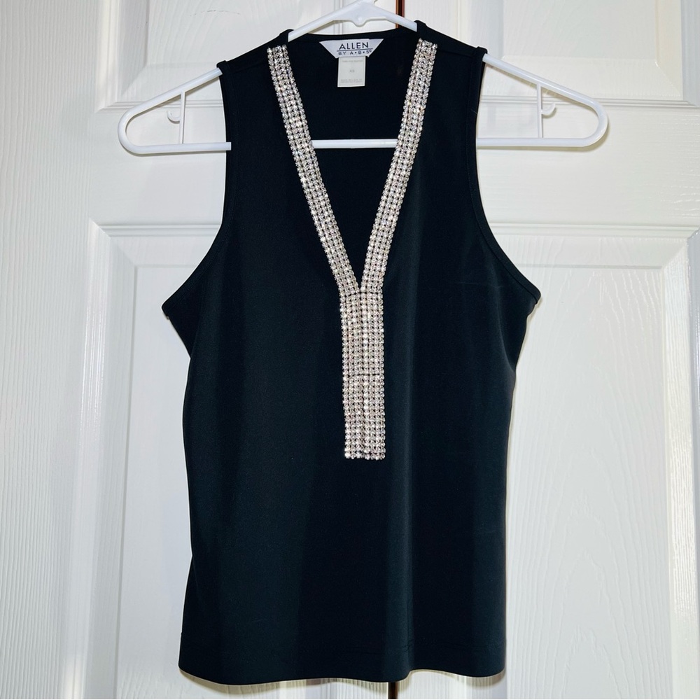 A.B.S. Allen Swartz Black Shirt-Crystals - Size XS